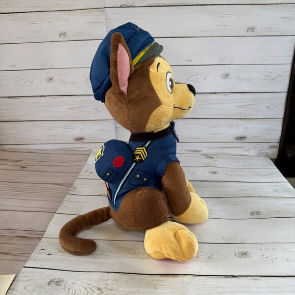 Paw Patrol Chase Plush Stuffed Animal Toy Dog 16" Brown Blue Hat Backpack Outfit - Picture 12 of 14